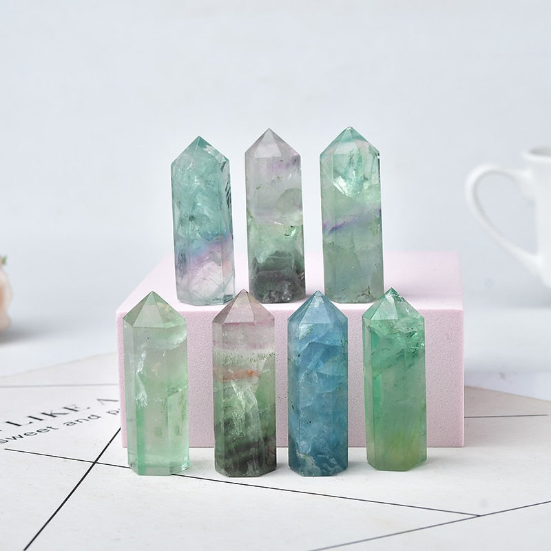 Natural Fluorite Stone Hexagonal Column