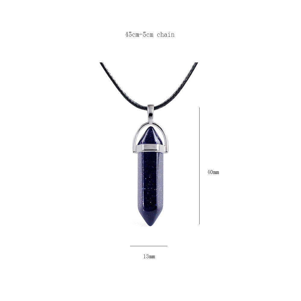 Point Pillar Bullet Hexagonal Column Necklace Stone