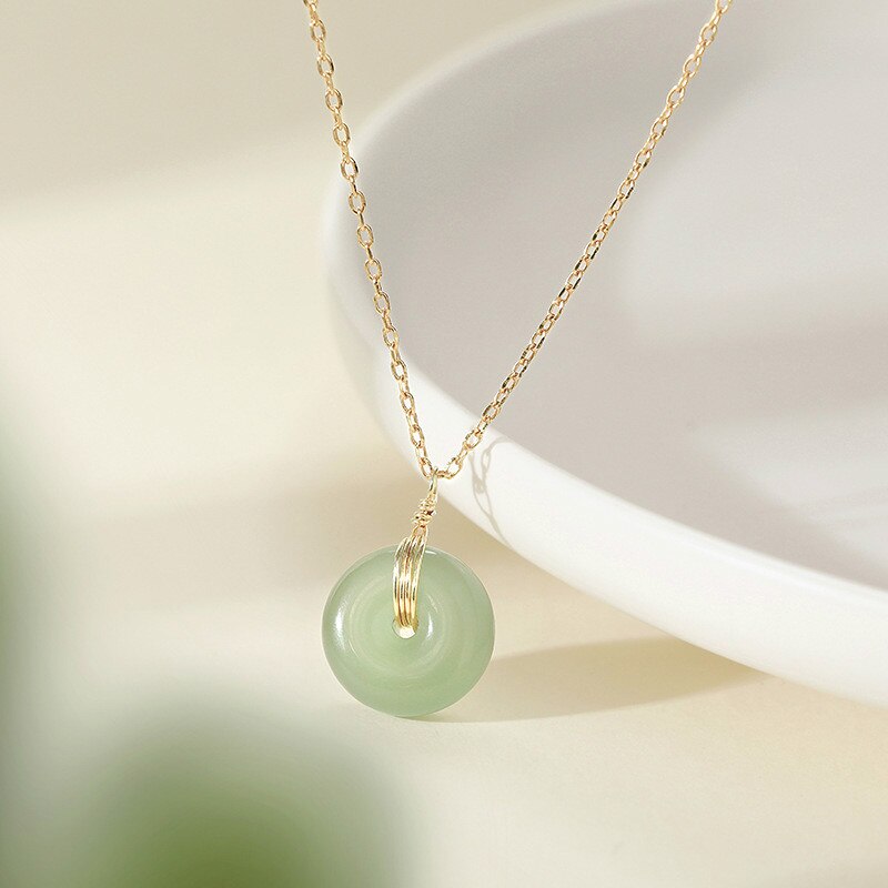 Natural Hetian Jade Cheongsam Pendant Necklace