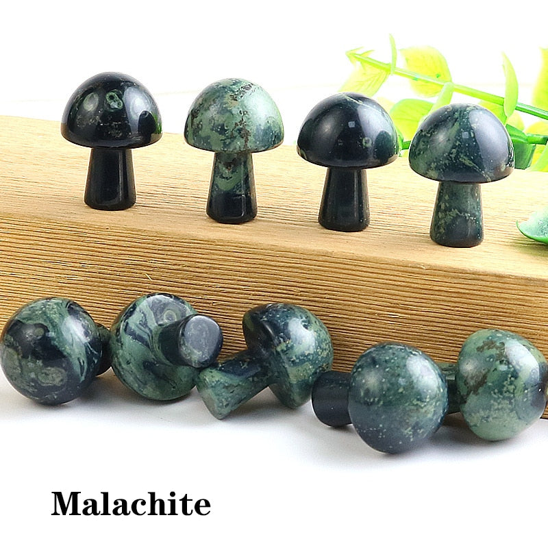 Mini Natural Crystal Mushroom Stone Statue Carving