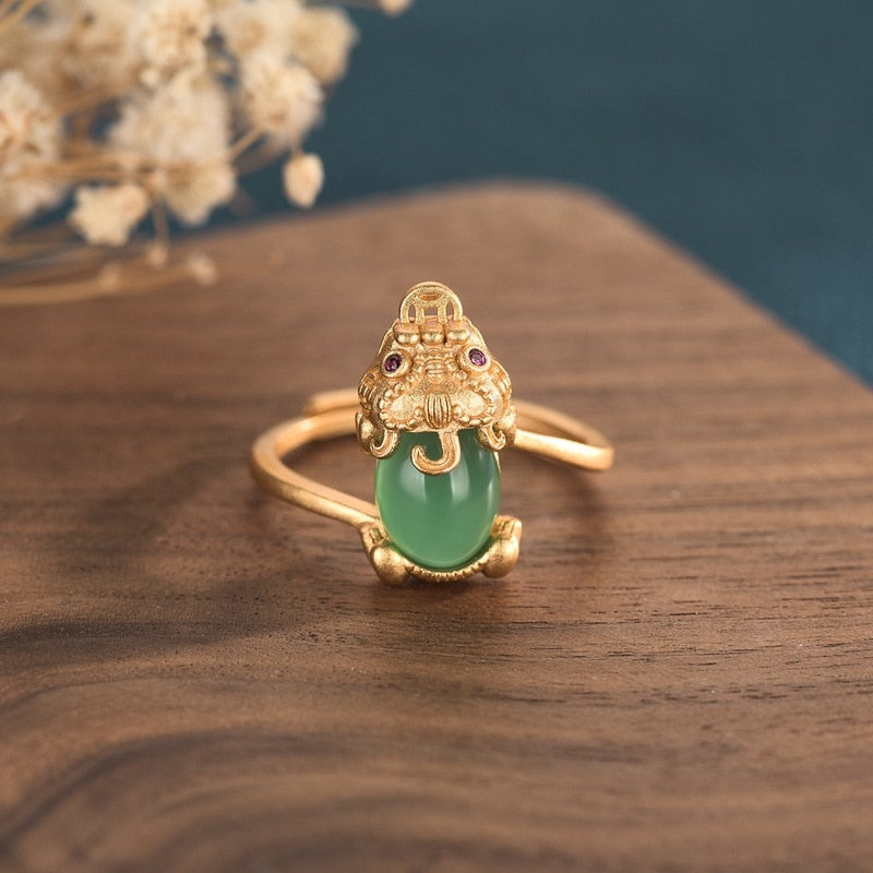 China Ethnic Style Brass Gold-Plated Ring Jewelry
