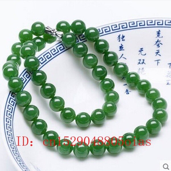 Natural Green Jade Beads Necklace Jadeite