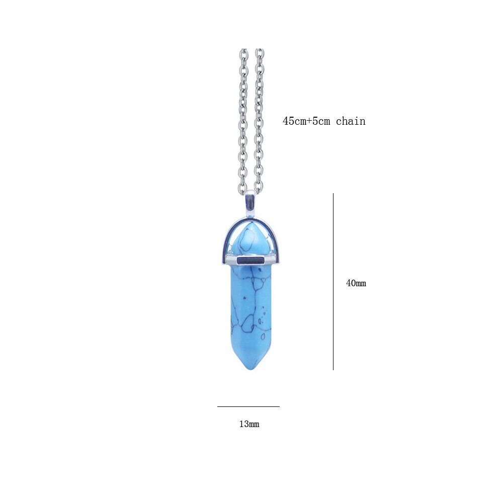 Point Pillar Bullet Hexagonal Column Necklace Stone