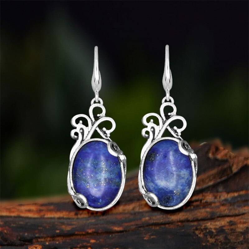 Vintage Natural Jades Dangle Earrings For Women