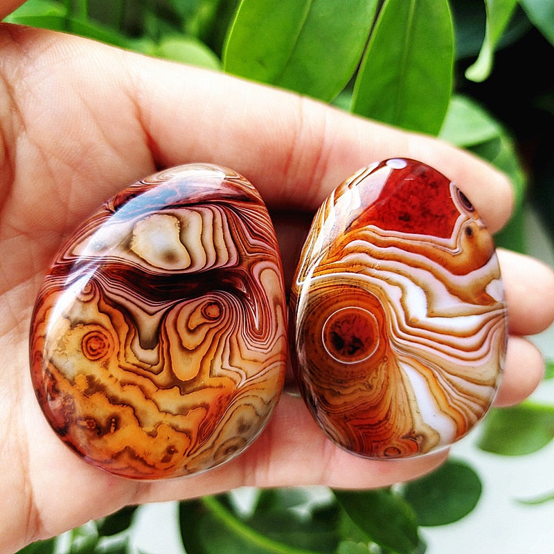 Natural Lace Stone Sardonyx Agate Palm Hand Play