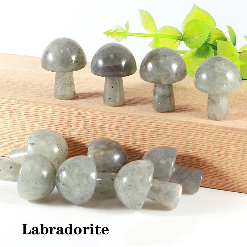 Mini Natural Crystal Mushroom Stone Statue Carving
