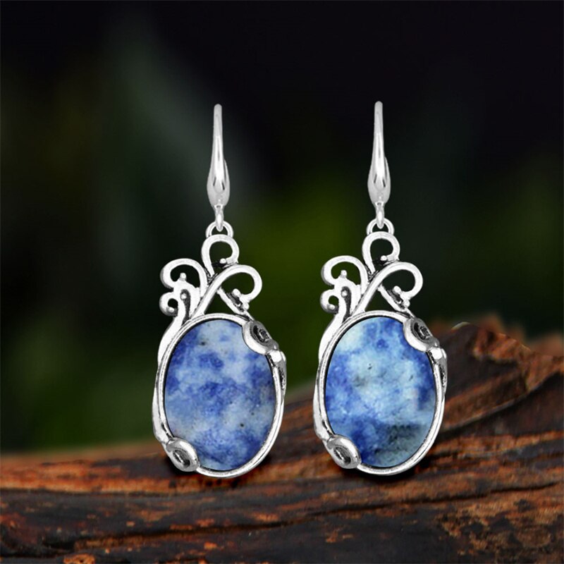 Vintage Natural Jades Dangle Earrings For Women