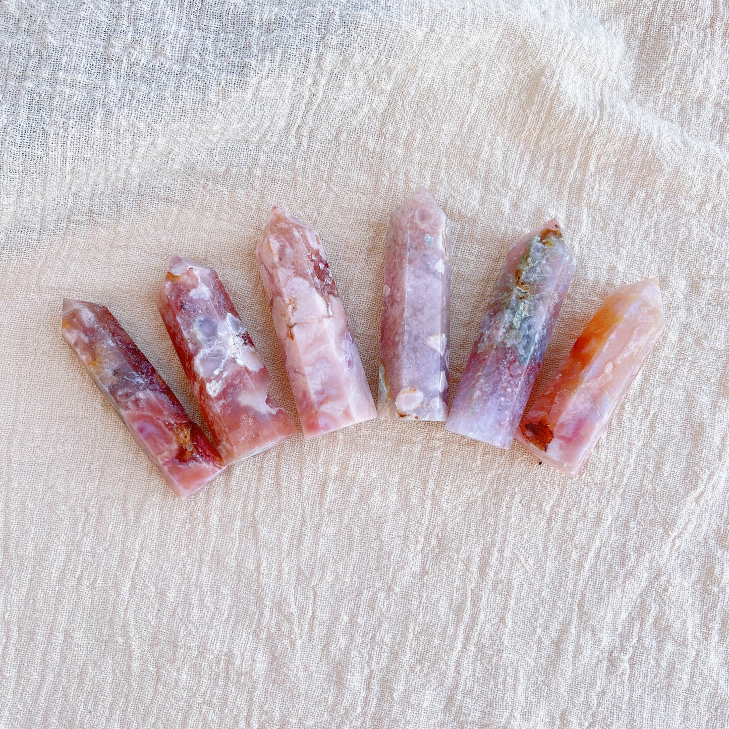 Rose Hermosa Crystal Quartz Tower Sakura Agate