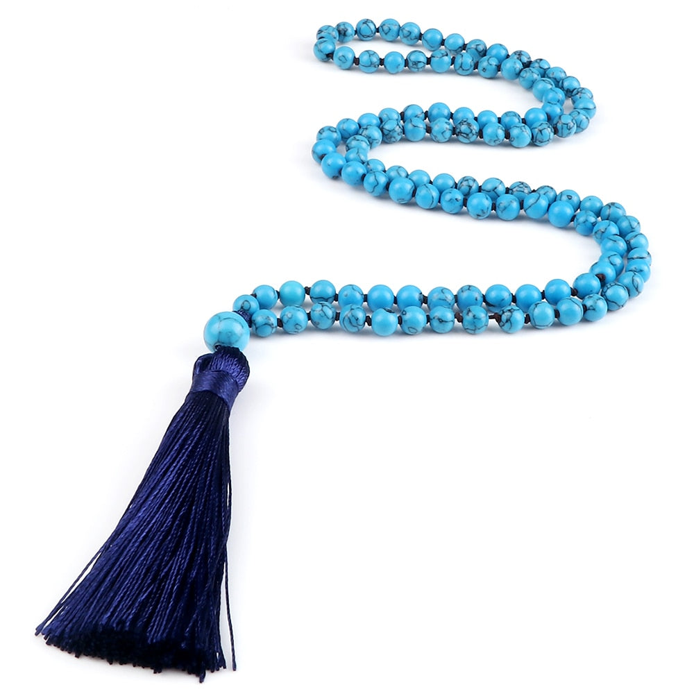 108 Beads Prayer Necklace Natural Green Stripe Onyx