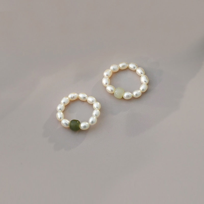 Natural Freshwater Pearl Nephrite Ring Jewelry