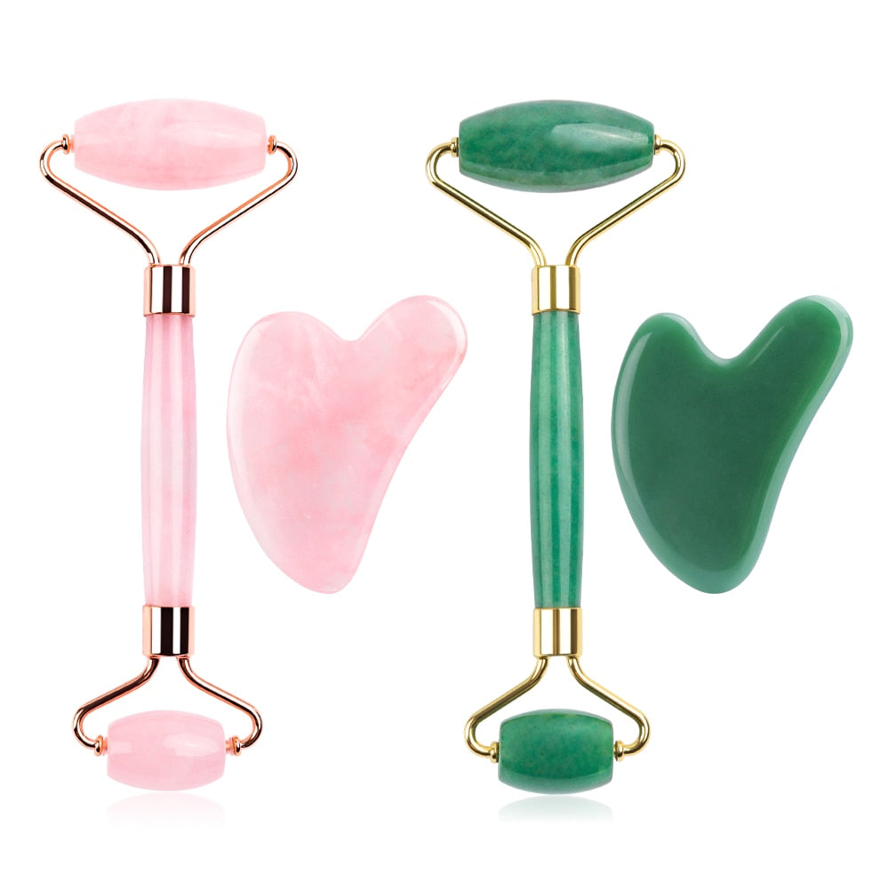 Jade Roller Heart Gua Sha Scraping Board Rose
