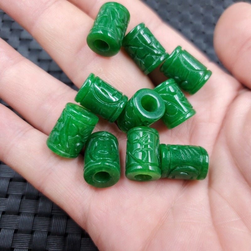 5pc Natural A Green Jade Money Beads DIY Bracelet