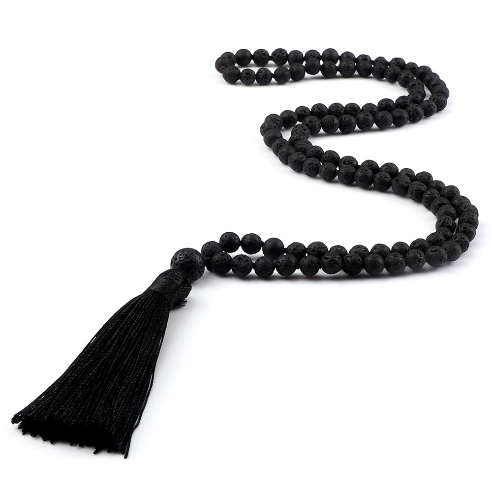 108 Beads Prayer Necklace Natural Green Stripe Onyx