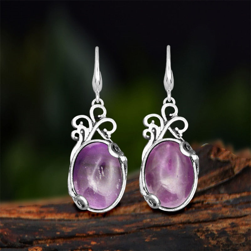Vintage Natural Jades Dangle Earrings For Women