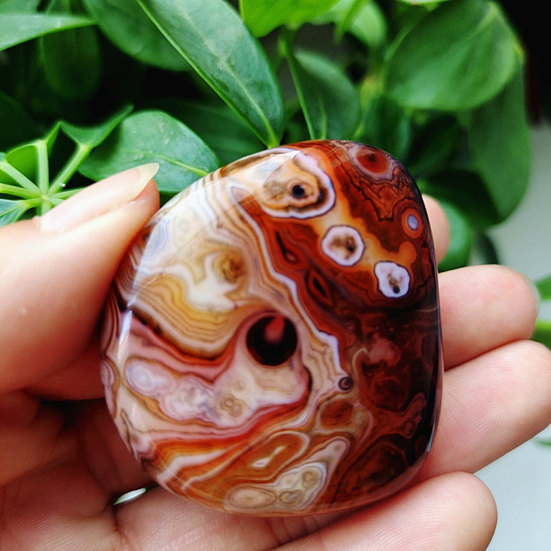 Natural Lace Stone Sardonyx Agate Palm Hand Play