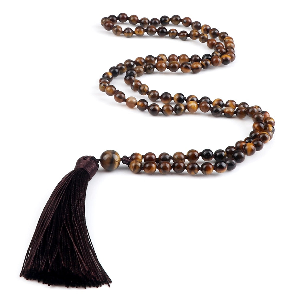 108 Beads Prayer Necklace Natural Green Stripe Onyx
