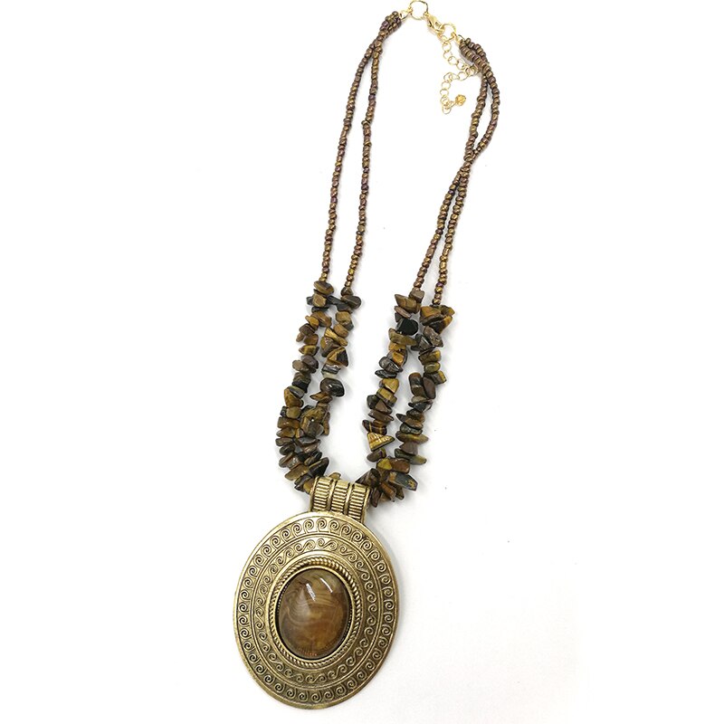 Oval Pendant Natural Stone Turquoises Necklace