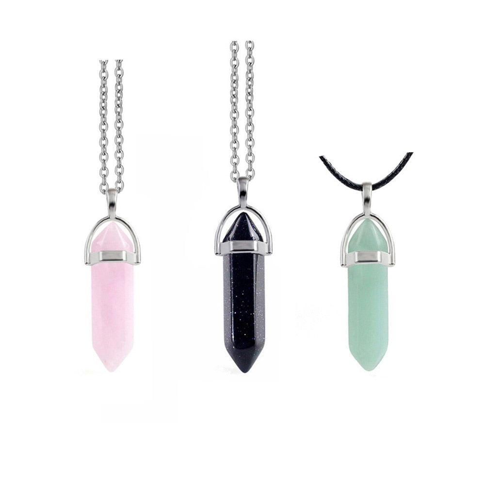 Point Pillar Bullet Hexagonal Column Necklace Stone
