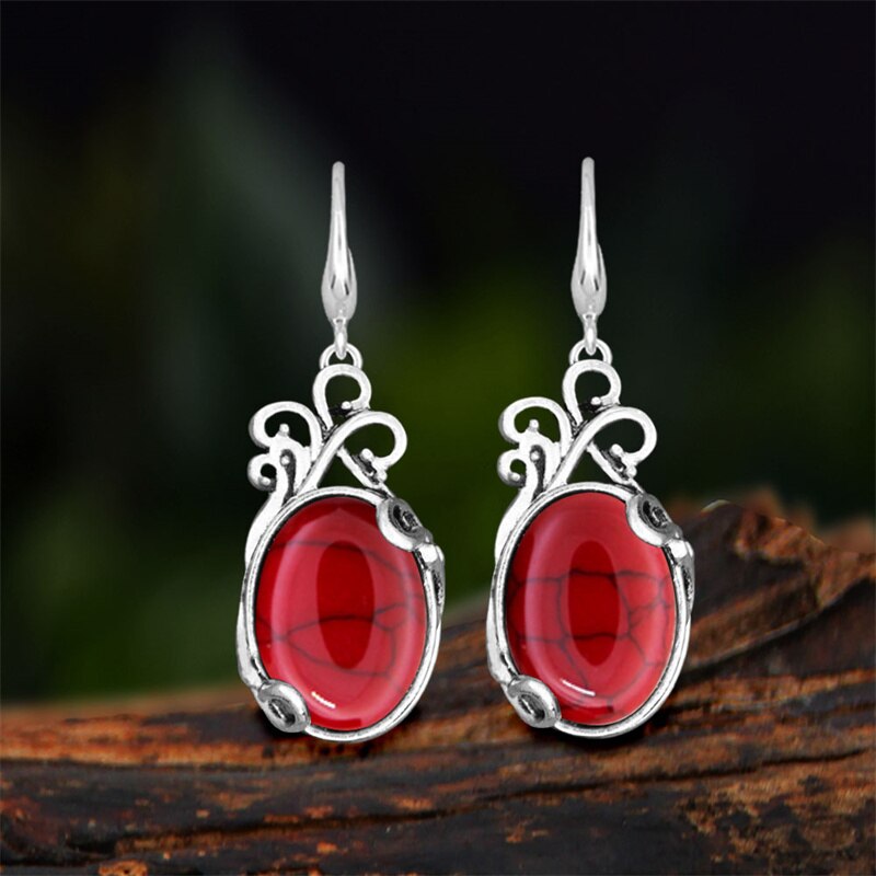 Vintage Natural Jades Dangle Earrings For Women