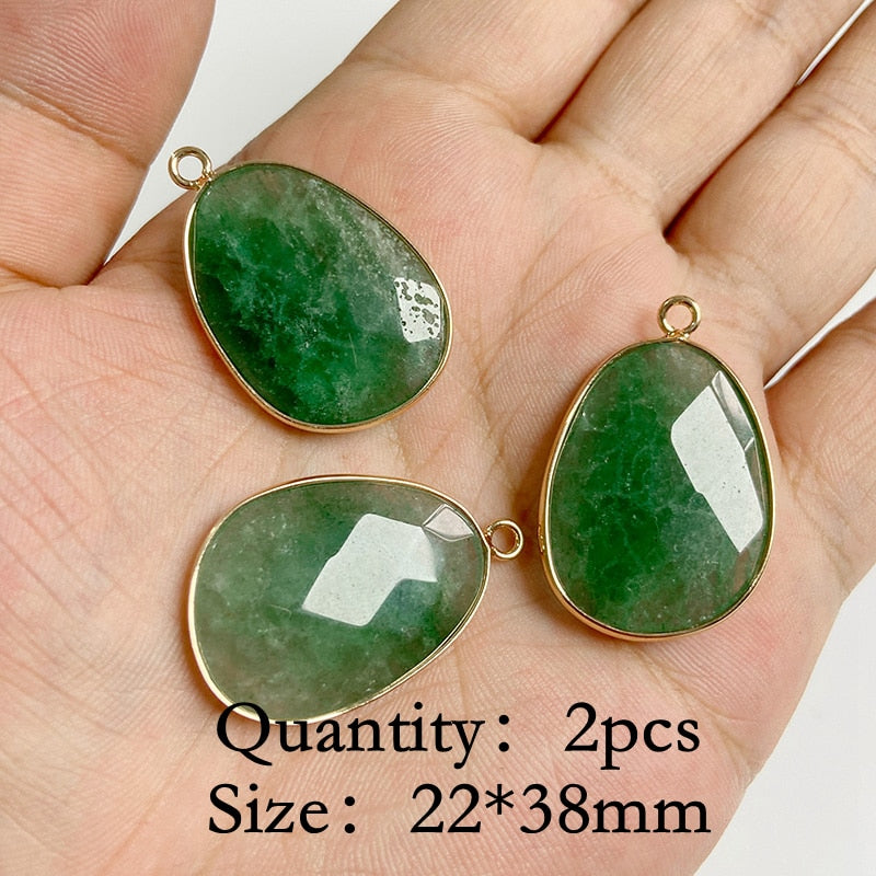 Natural Green Aventurine Jades Stone Pendant Beads