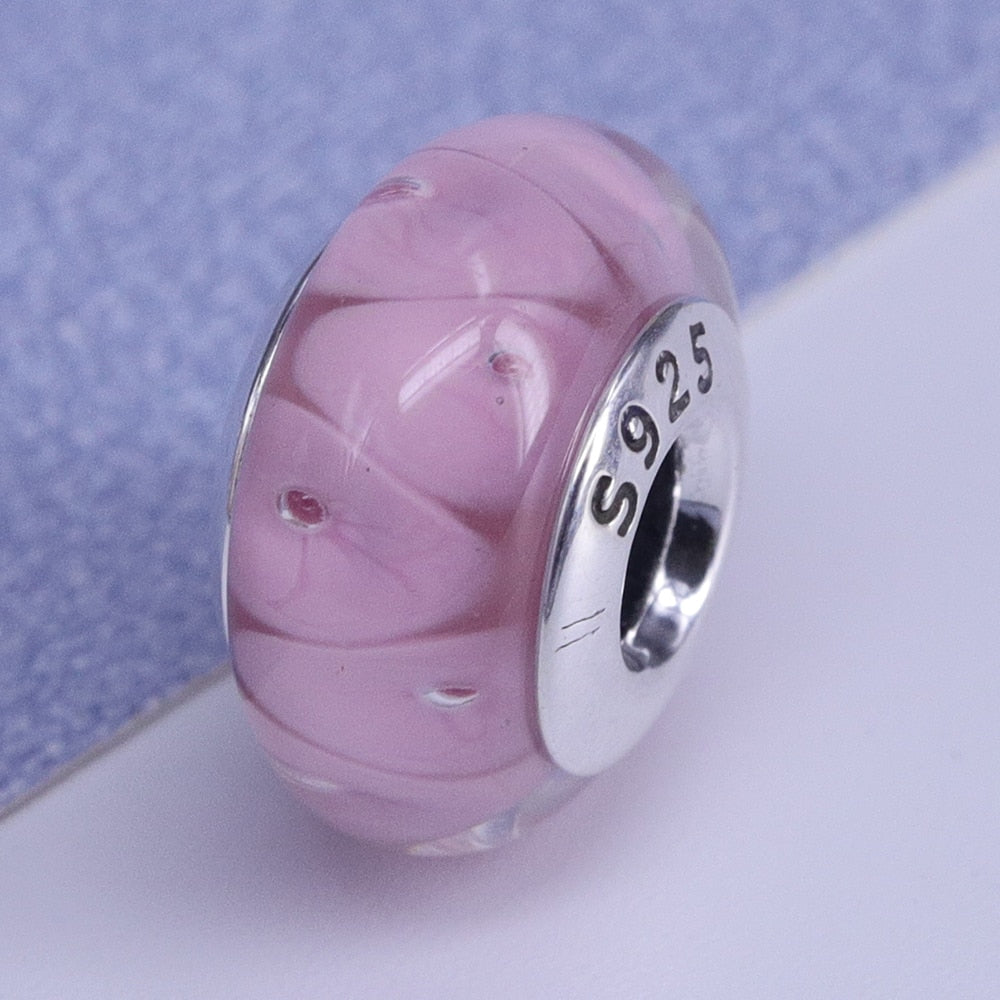 Sterling Silver Glass Bead Wood Stone Murano Flower