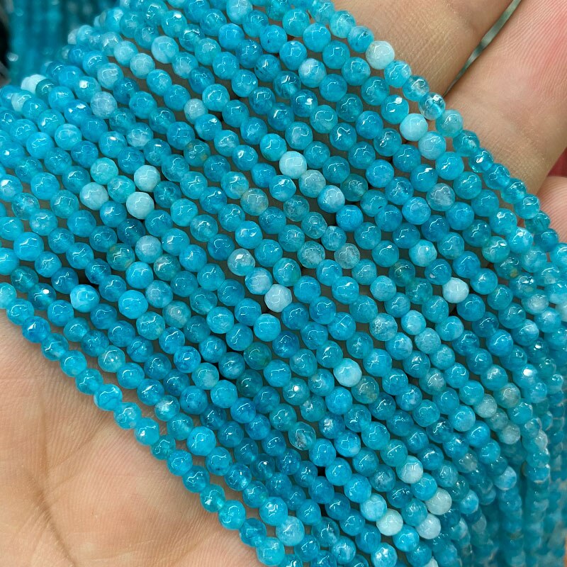 Natural Stone Faceted Round Spacer Beads Fire Agates