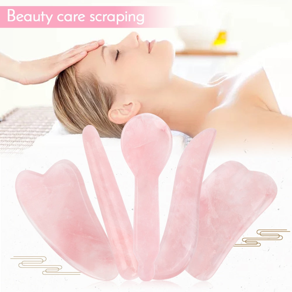 Natural Rose Quartz Jade Stone Gua Sha Massage