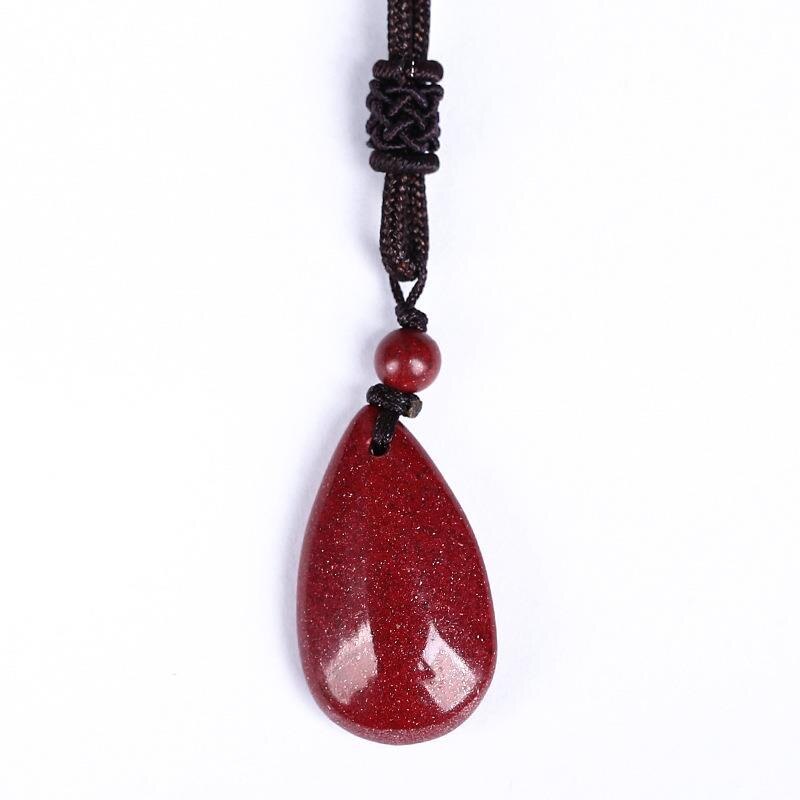 Fashion Cinnabar Jade Water Drop Pendant Necklace