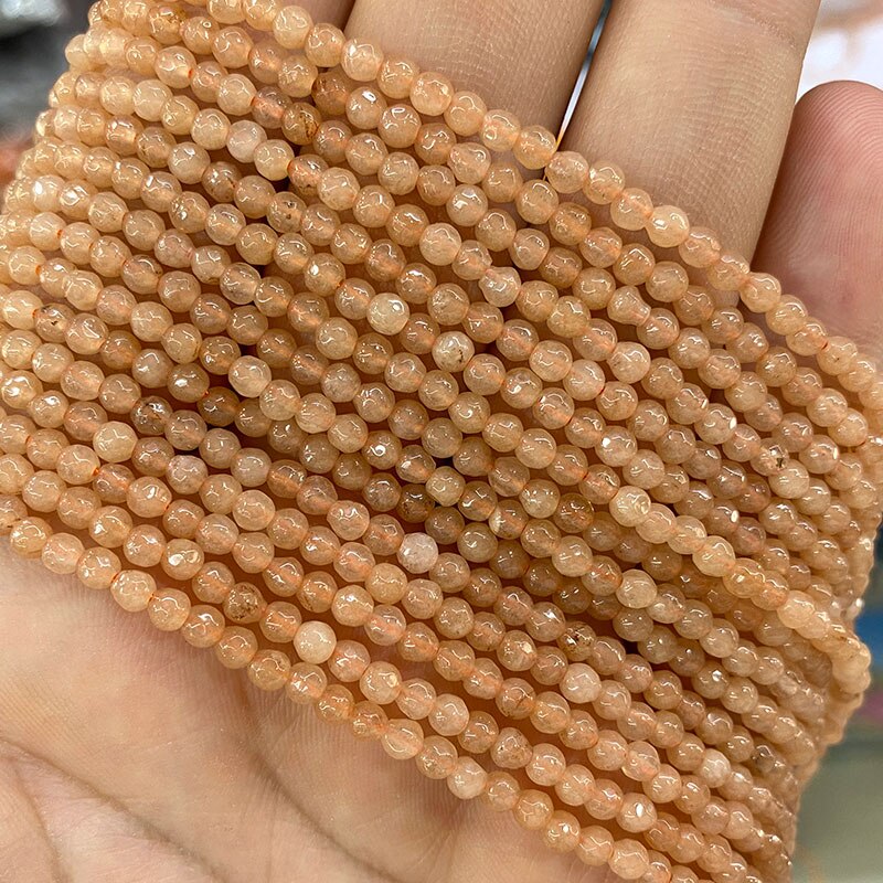 Natural Stone Faceted Round Spacer Beads Fire Agates