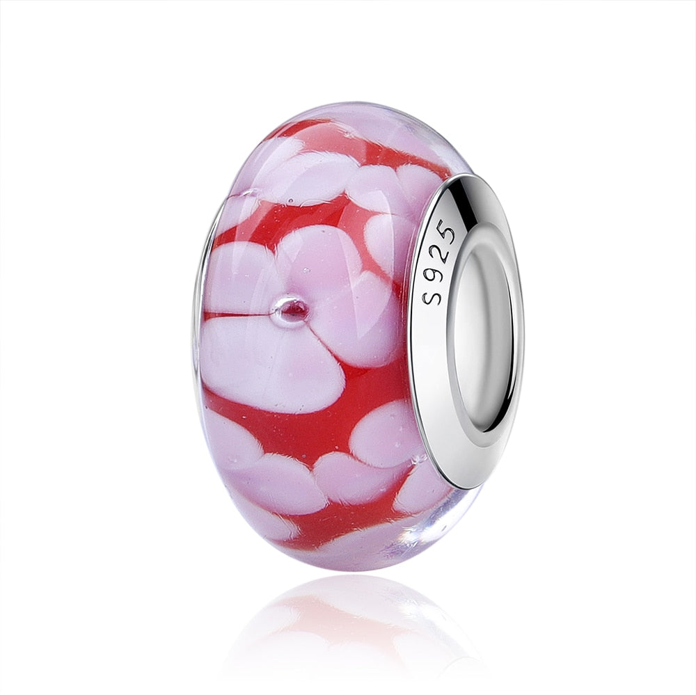 Sterling Silver Glass Bead Wood Stone Murano Flower