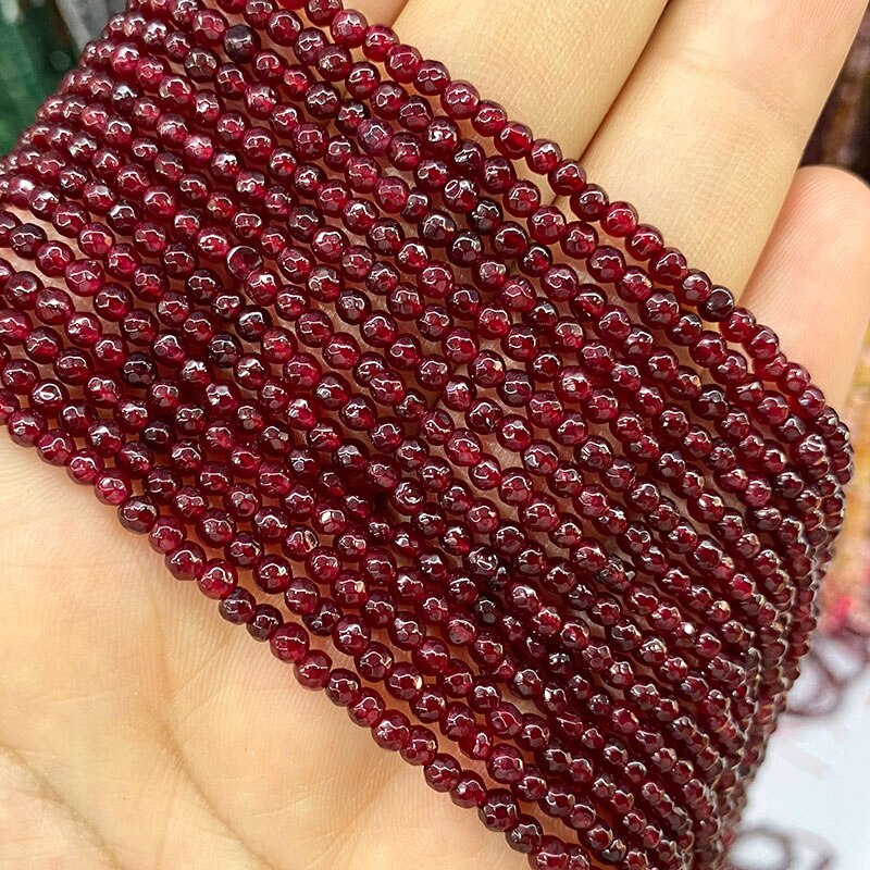 Natural Stone Faceted Round Spacer Beads Fire Agates