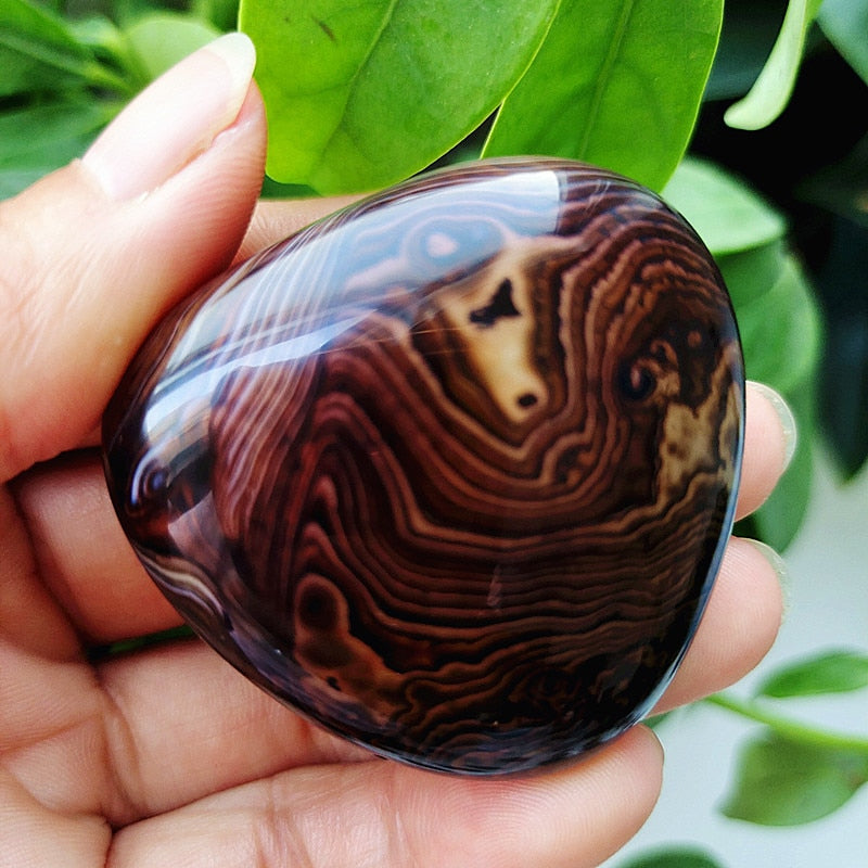 Natural Lace Stone Sardonyx Agate Palm Hand Play