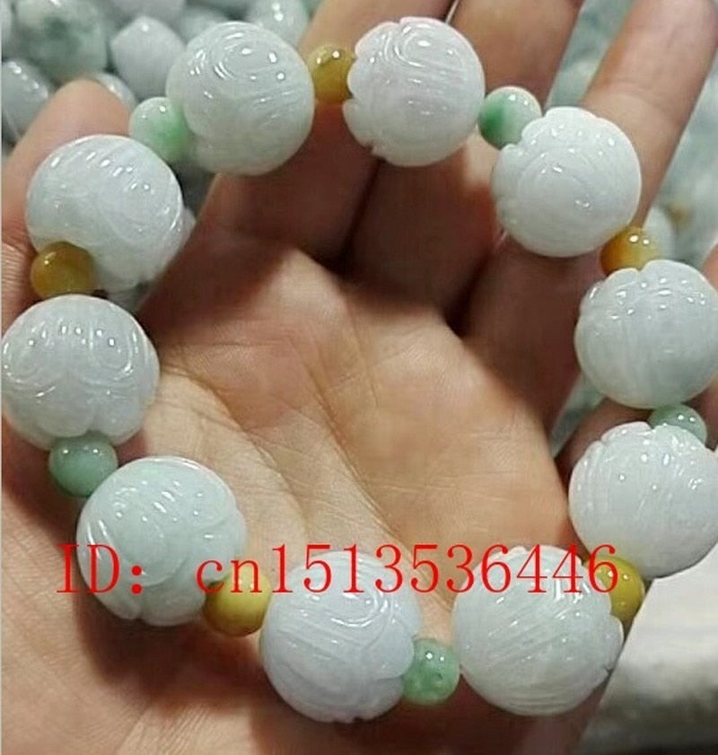 Jade Emerald 18mm Lotus Beads Bracelet