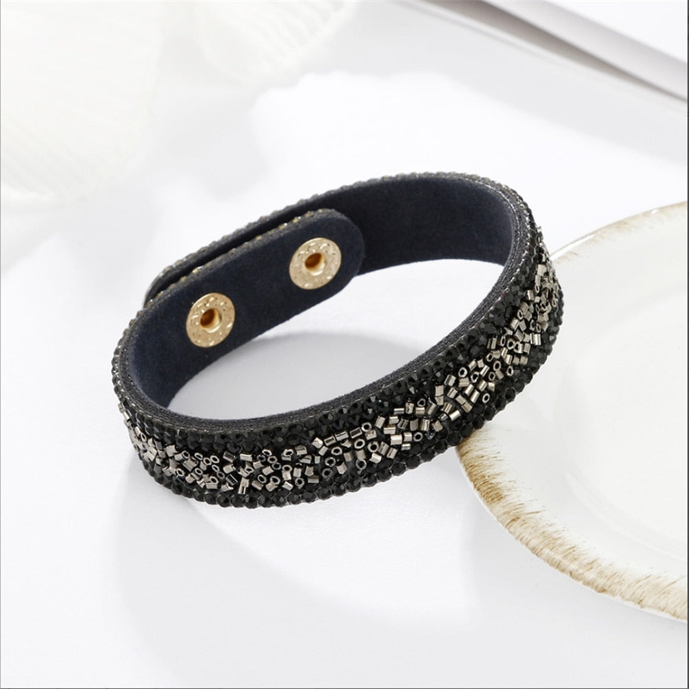Stone Bracelets For Women Wrap Cuff Slake Leather