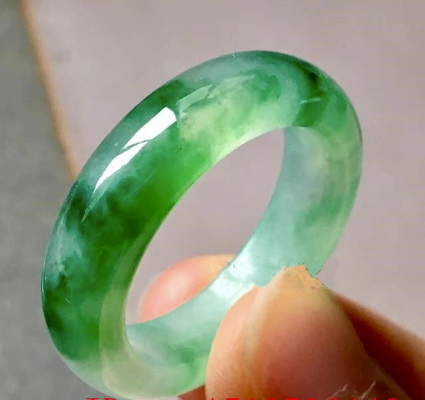Natural green Hetian Jade Ring Chinese Jadeite