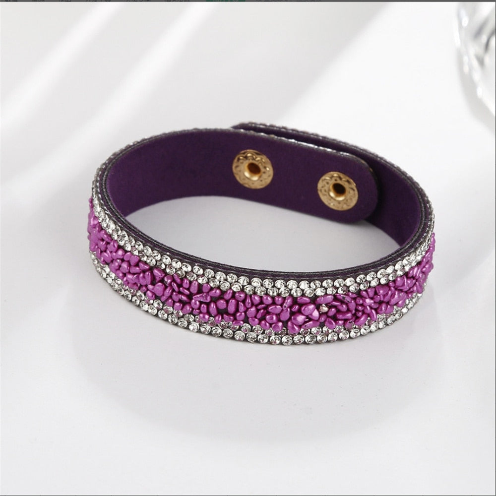 Stone Bracelets For Women Wrap Cuff Slake Leather