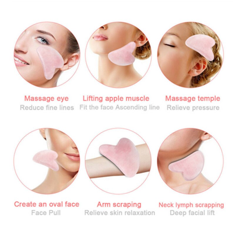 Rose Quartz Jade Stone Heart-shaped Gua Sha
