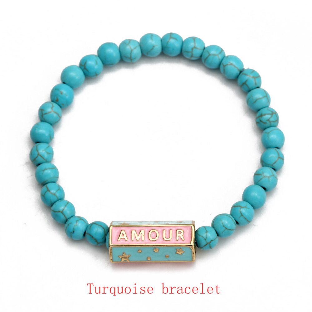 Wish Card Enamel Art Charm Copper Bead Bracelet