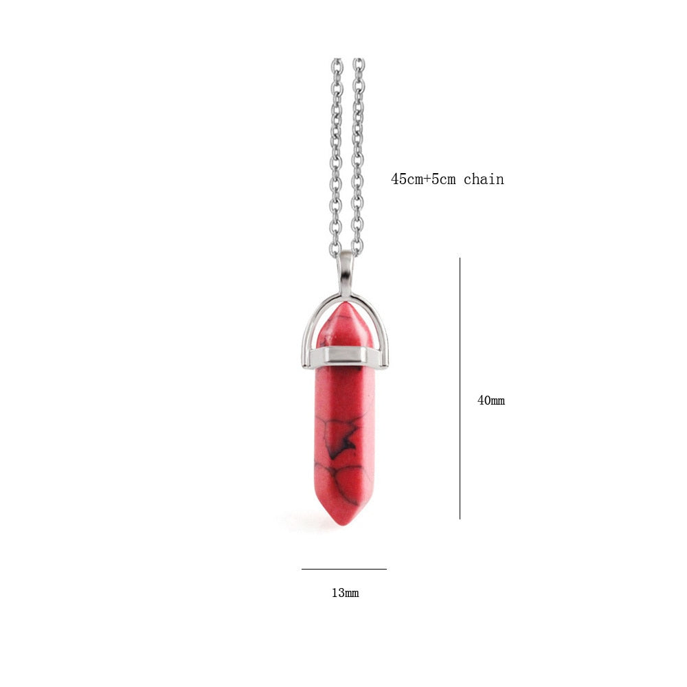 Point Pillar Bullet Hexagonal Column Necklace Stone