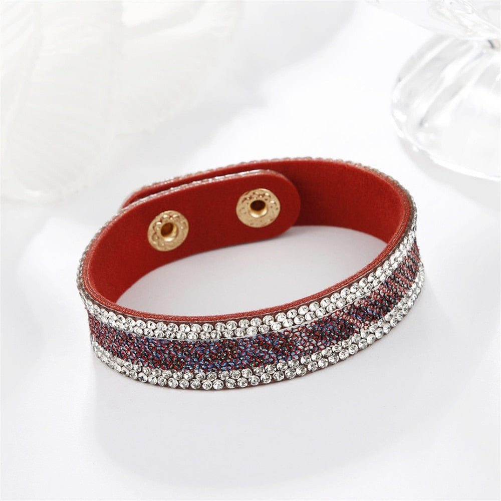 Stone Bracelets For Women Wrap Cuff Slake Leather
