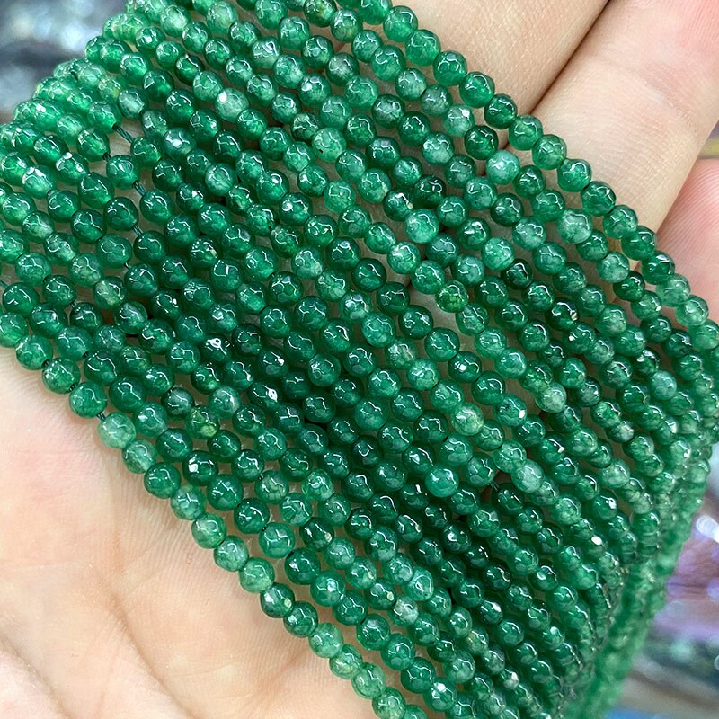 Natural Stone Faceted Round Spacer Beads Fire Agates