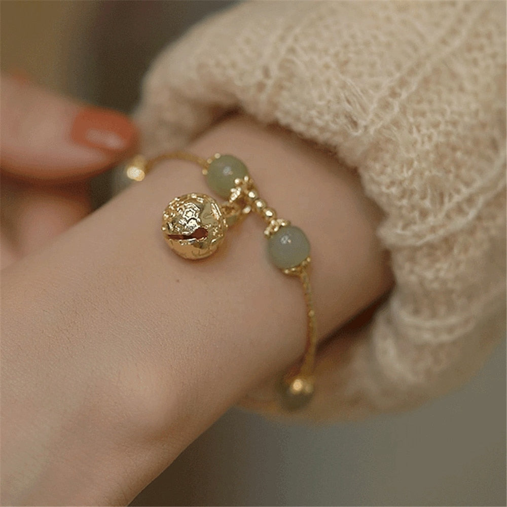 Natural Hetian Jade Bell Bracelet For Women