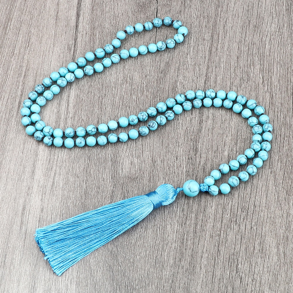 108 Beads Prayer Necklace Natural Green Stripe Onyx