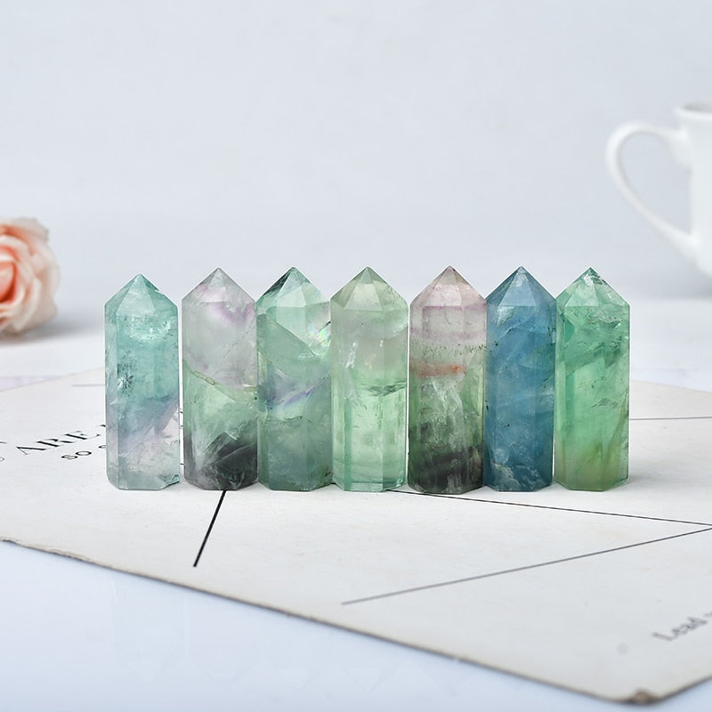 Natural Fluorite Stone Hexagonal Column