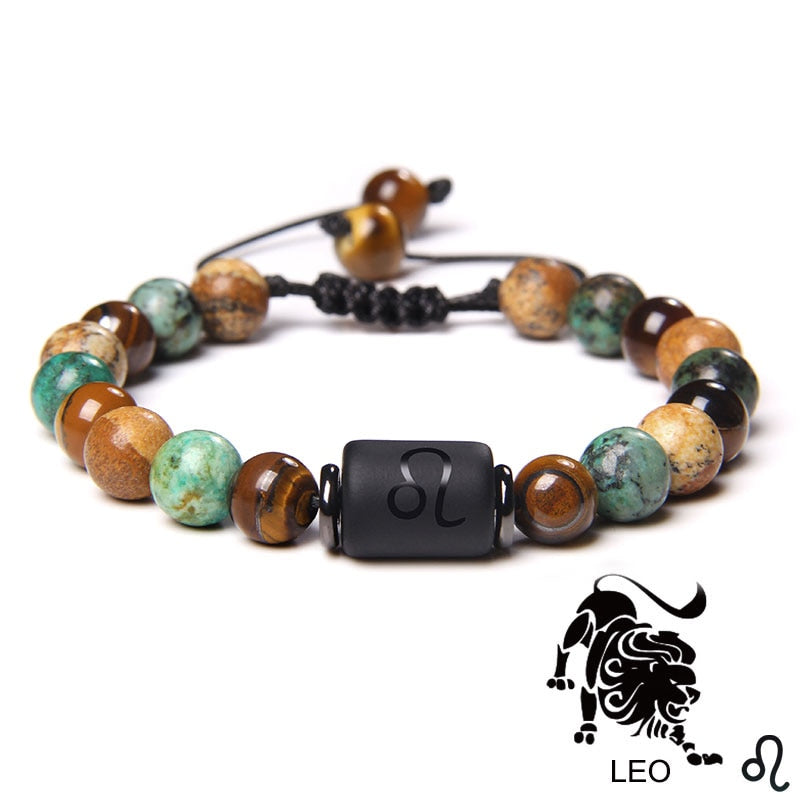 12 Constellation Couple Bracelet Black Stone Bracelets