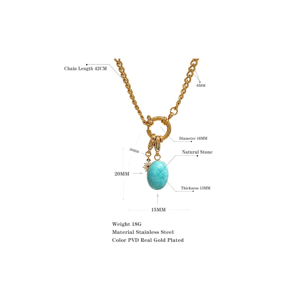 Blue Natural Stone Star Chain Collar Necklace