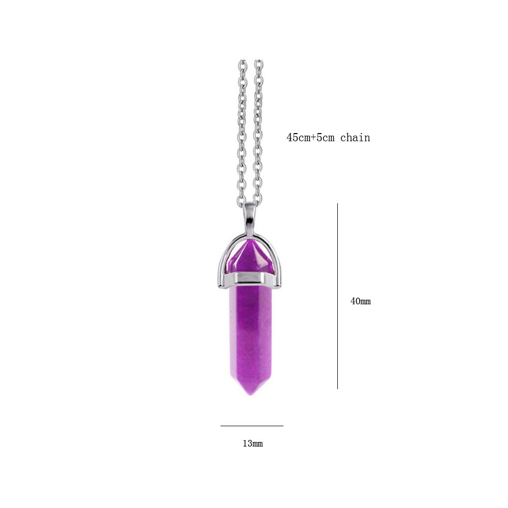 Point Pillar Bullet Hexagonal Column Necklace Stone