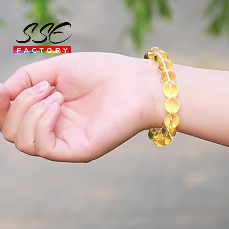 Natural Citrines Crystal Bracelets Stone Round Beads