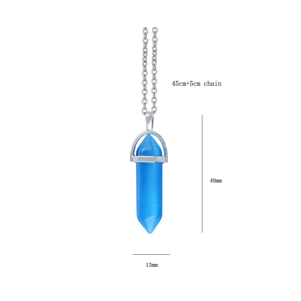 Point Pillar Bullet Hexagonal Column Necklace Stone
