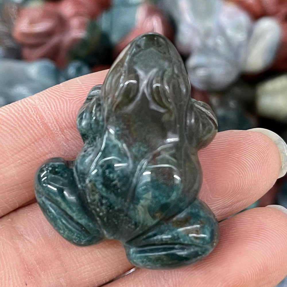 Frog Statue Natural Stones Ornament Hand Carved